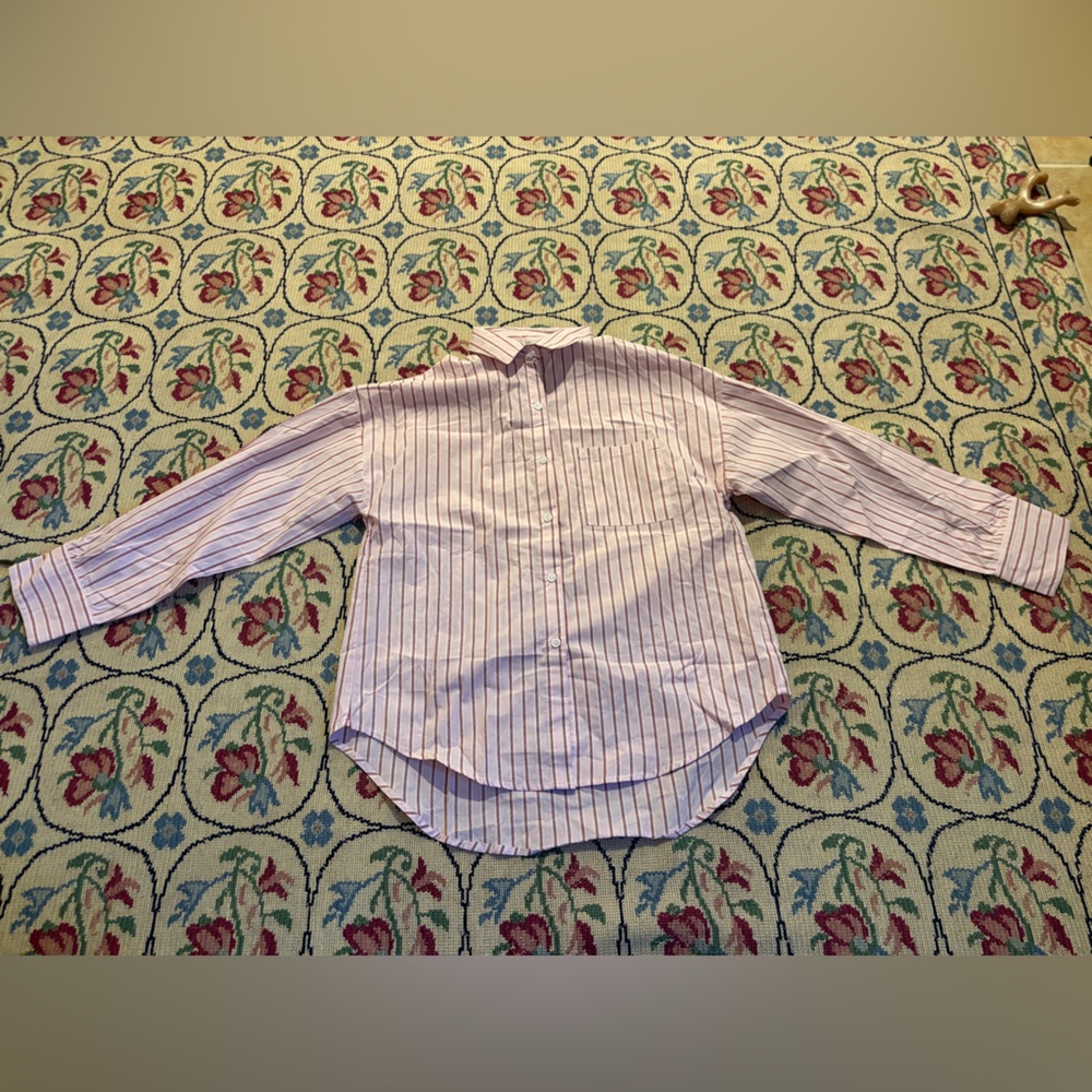 Parke Striped Long Sleeve Button Down Boyfriend Shirt